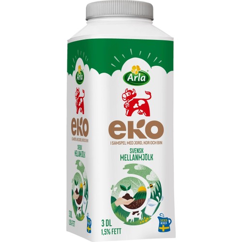 Mellanmjölk 1,5% Ekologisk 3dl Arla Ko®