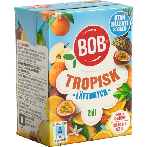 Lättdryck Tropiska frukter sockerfri 20cl BOB