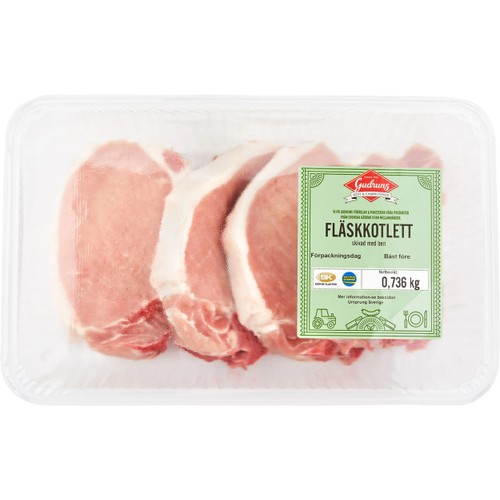 Fläskkotlett Skivad Med Ben 3-4 Skivor ca 750g Gudruns