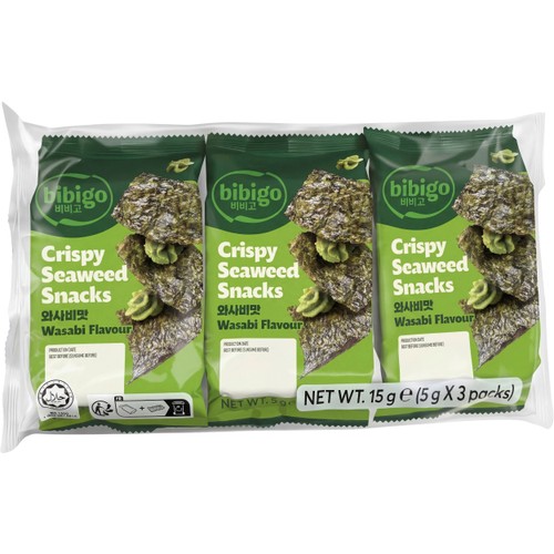 Sjögrässnacks Wasabi Krispiga 3-pack 15g Bibigo