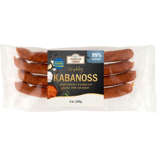 Kabanoss kryddig 99% kötthalt 220g Charkuterifabriken