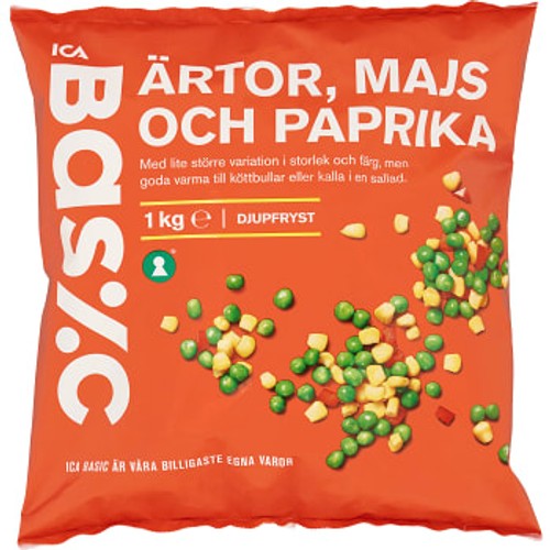Ärtor majs paprika Fryst 1kg ICA Basic