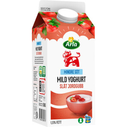 Yoghurt Mild Jordgubb 1,5% lättsockrad 1500g Arla Ko®