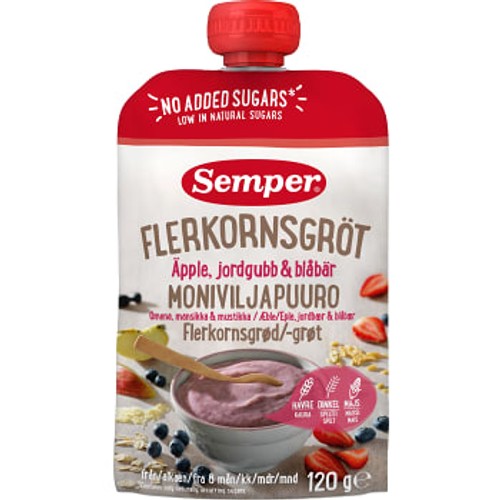 Flerkornsgröt äpple jordgubb 8m 120g Semper