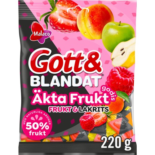 Gott & Blandat Äkta Frukt Frukt & Lakrits 220g Malaco