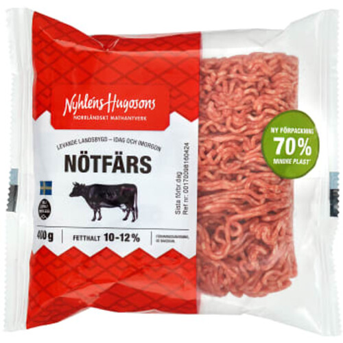 Nötfärs Fetthalt 10-12% 400g Nyhléns Hugosons