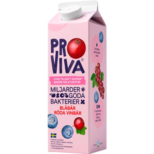 Blåbär & röda vinbär Utan tillsatt socker 1l Proviva
