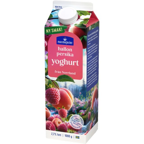 Fruktyoghurt Hallon Persika 2,7% 1000g Norrmejerier