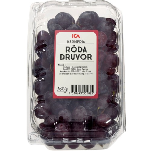 Druvor Crimson Röda kärnfria 500g Klass 1  ICA