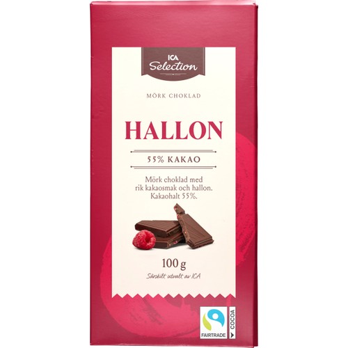 Chokladkakor Mörk choklad Hallon 100g ICA Selection