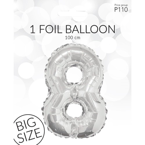 Folieb silv 8 100cm Happy Party