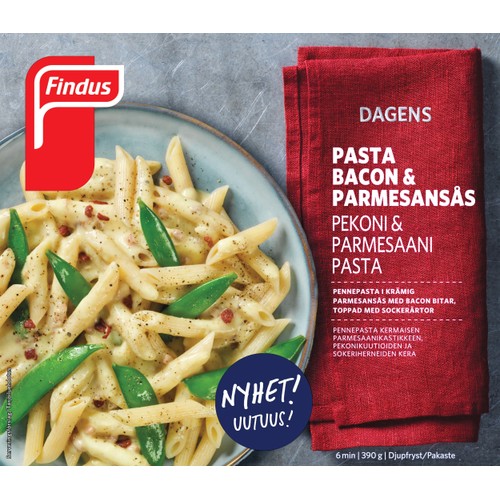 Pasta, bacon & parmesansås 390g Findus