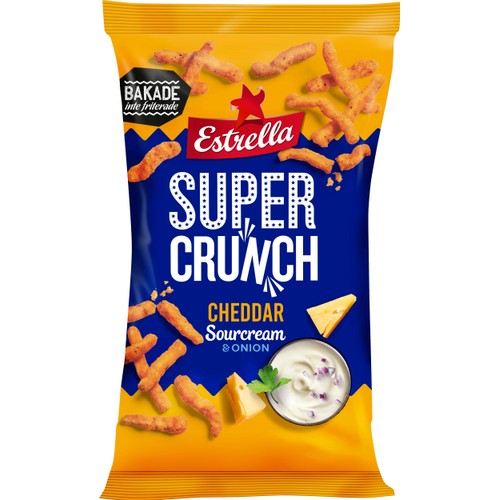 Ostbågar Super Crunch Cheddar & Sourcream onion 175g Estrella