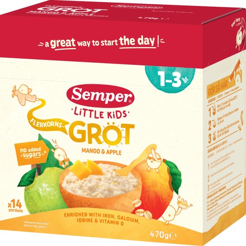 Flerkornsgröt mango & äpple 1år 14p 470g Semper
