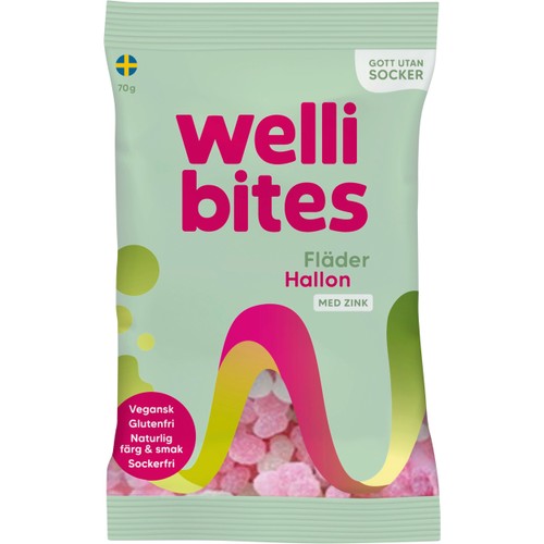 Gelégodis Fläder & hallon Vegansk 70g Wellibites