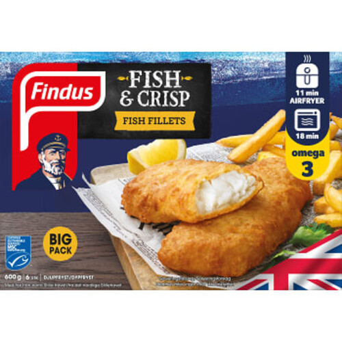 Fish & Crisp Fish Fillets 6-p 600g Findus