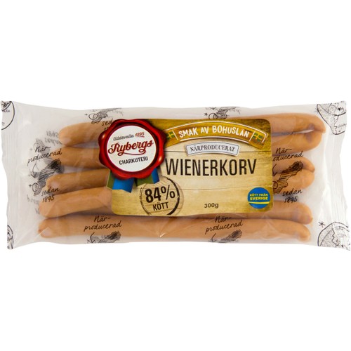 Wienerkorv 84% Kötthalt 300g Rybergs Charkuteri