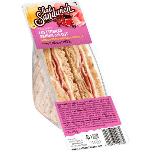 Sandwich Lufttorkad skinka 140g Italsandwich