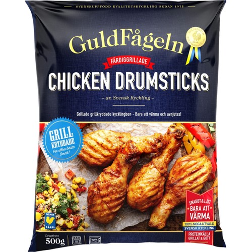 Chicken drumsticks grillkryddade Fryst 500g Guldfågeln