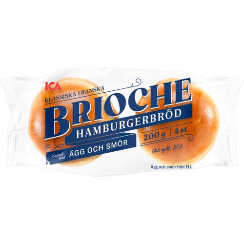 Brioche Hamburgerbröd 4-p 200g ICA