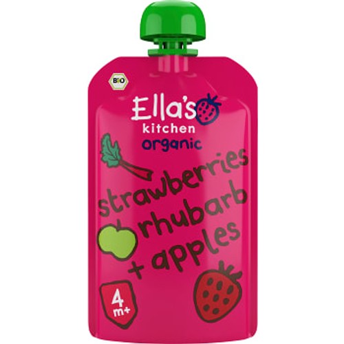 Mellanmål Klämmis Jordgubb rabarber & äpple 4mån Ekologisk 120g Ellas Kitchen
