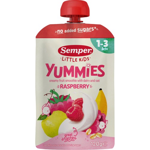 Barnmat Yummies hallon 1år 120g Semper