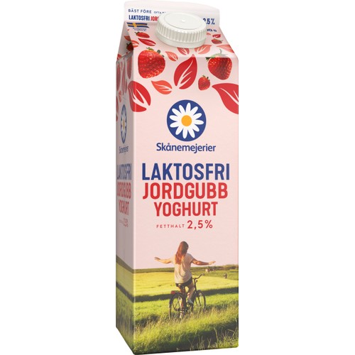 Yoghurt Jordgubb 2,5% Laktosfri 1l Skånemejerier