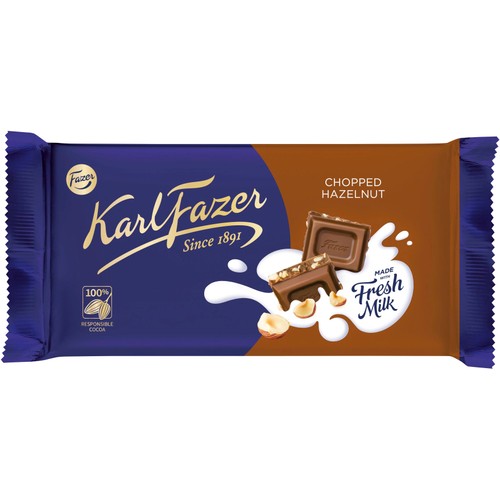 Chokladkaka Hackad Hasselnöt 145g Fazer