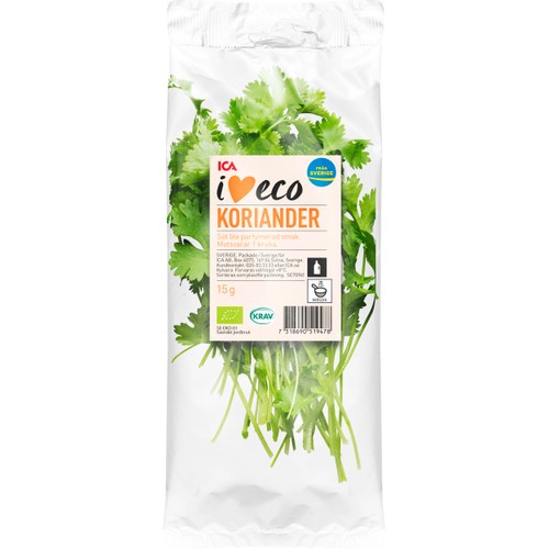 Koriander flowpack 15g Ekologisk Klass 1 ICA I love eco