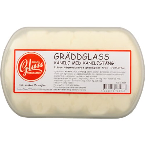 Gräddglass Vanilj med vaniljstång 1L Bohlins Glass