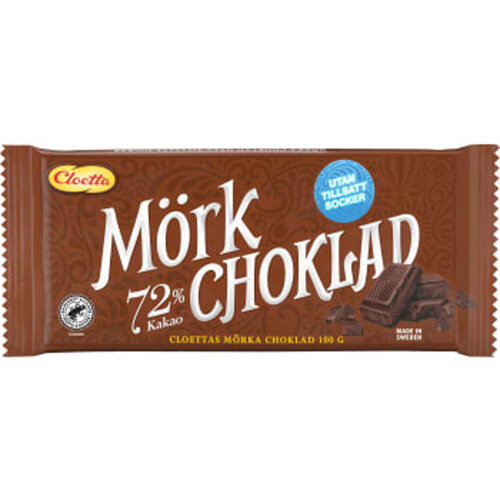 Mörk choklad 72 % Sockerfri 100g Cloetta
