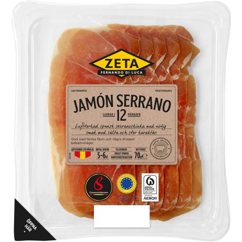 Lufttorkad Skinka Jamón Serrano 70g Zeta