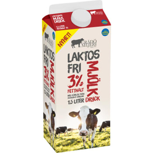 Standardmjölkdryck 3% Laktosfri 1,5l Grådö Mejeri