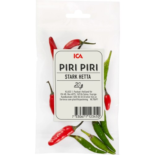 Röd & grön piri piri 20g Klass 1