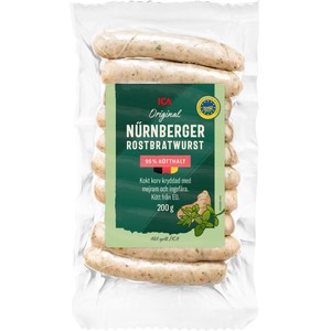 Korv Nürnberger 95% Kötthalt 200g ICA
