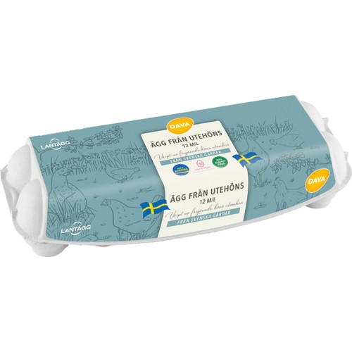 Ägg från utehöns M/L 12-p Lantägg
