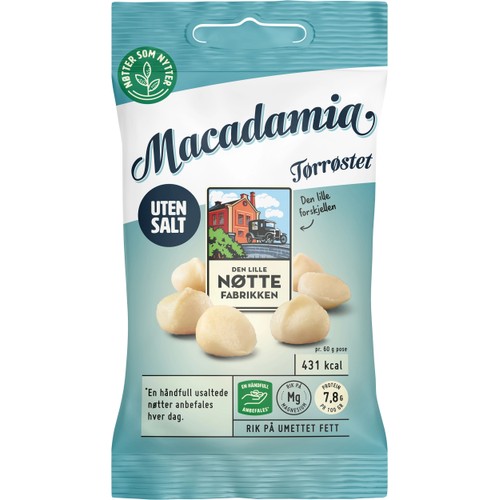 Macadamianötter Uten Salt 60g Den Lille Nöttefabrikken