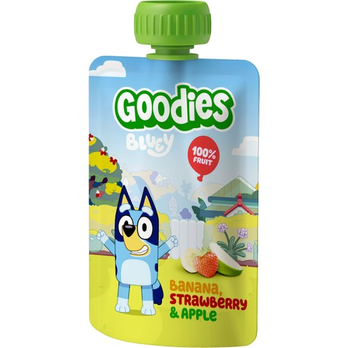 Barnsnacks Bluey banana, strawberry & apple 3år 100g Goodies