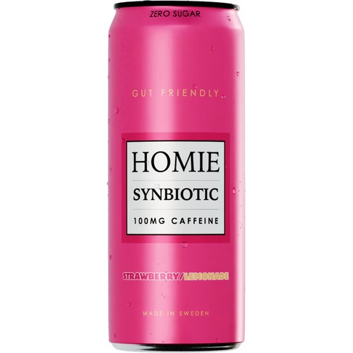 Energidryck Synbiotic Med Smak Av Strawberry/lemonade 330ml Homie