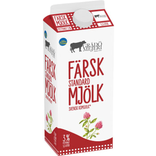 Standardmjölk 3% 1,5l Grådö Mejeri