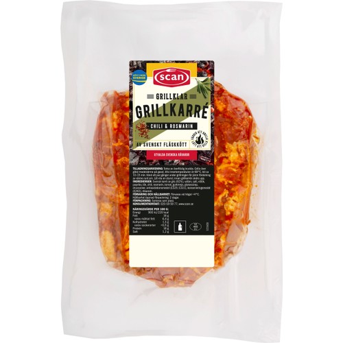 Grillkarré Färsk Rökig Chili & Rosmarin 3-p ca 675g Scan
