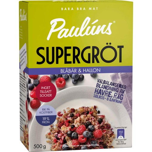 Supergröt Blåbär & hallon 500g Paulúns