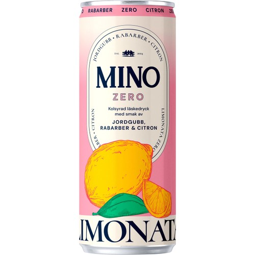 Läsk Jordgubb Rabarber Zero 33cl Mino