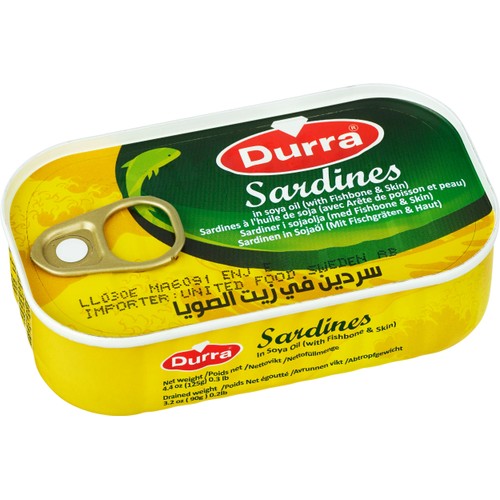 Sardiner i sojaolja 125g Durra