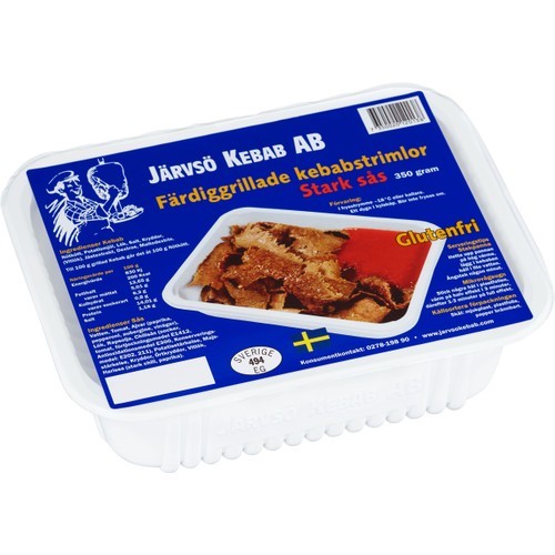 Färdiggrillad kebab med stark sås 350g Järvsö Kebab