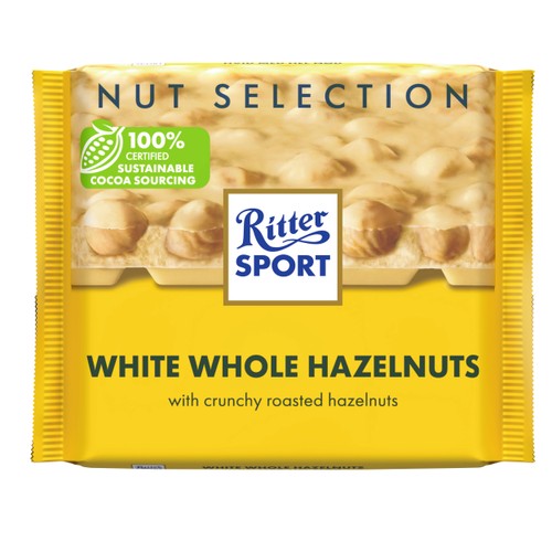 Chokladkaka Vit med hasselnötter 100g Ritter Sport