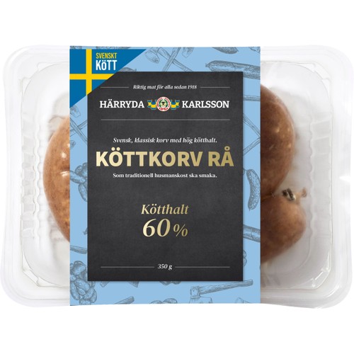 Köttkorv Rå 60% Kötthalt 350g Härryda Karlsson