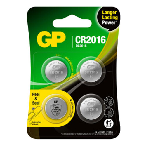 Batteri Knappcell GP Lithium CR2016 4-pack GP