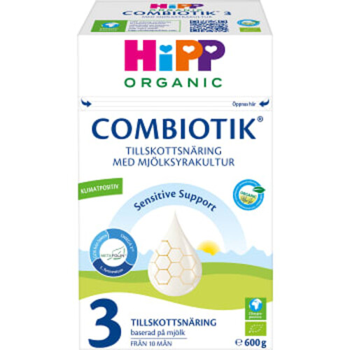 Tillskottsnäring Combiotik3 pulver Från 10 mån Ekologisk 600g HiPP