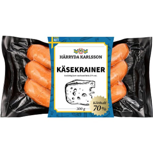 Kryddkorv Käsekrainer med Emmentalerost 70% Kötthalt 300g Härryda Karlsson